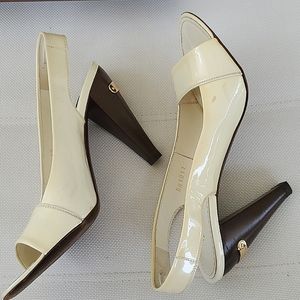 Sale! LOUIS VUITTON vintage patent leather sling back size 35.5 pearl color